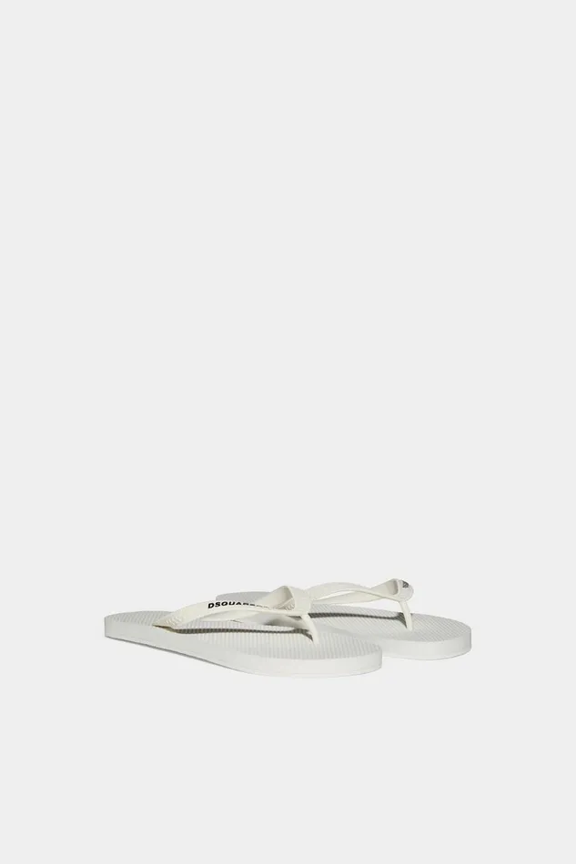 Dsquared2 Dsquared2 Logo Flip Flops WHITE Men Slides Dsquared2 Dsquared2 Logo Flip Flops WHITE Men Slides