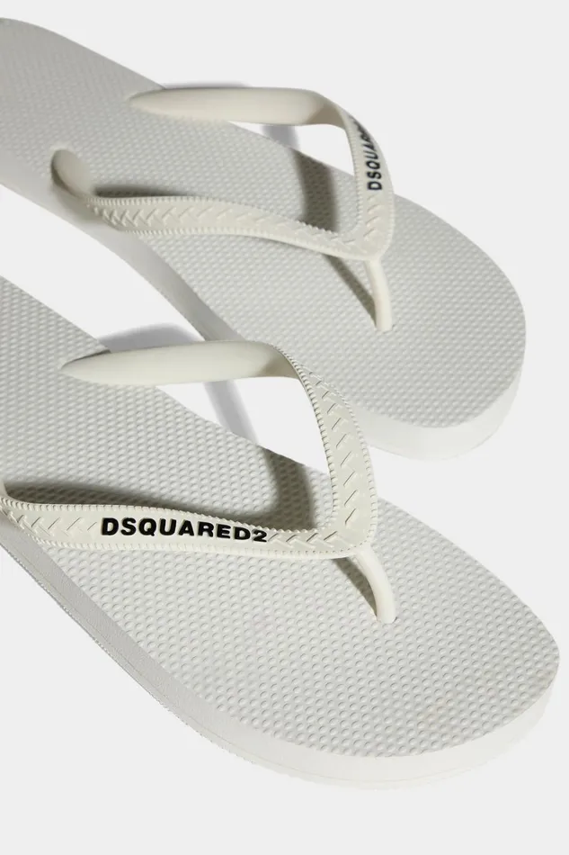 Dsquared2 Dsquared2 Logo Flip Flops WHITE Men Slides Dsquared2 Dsquared2 Logo Flip Flops WHITE Men Slides