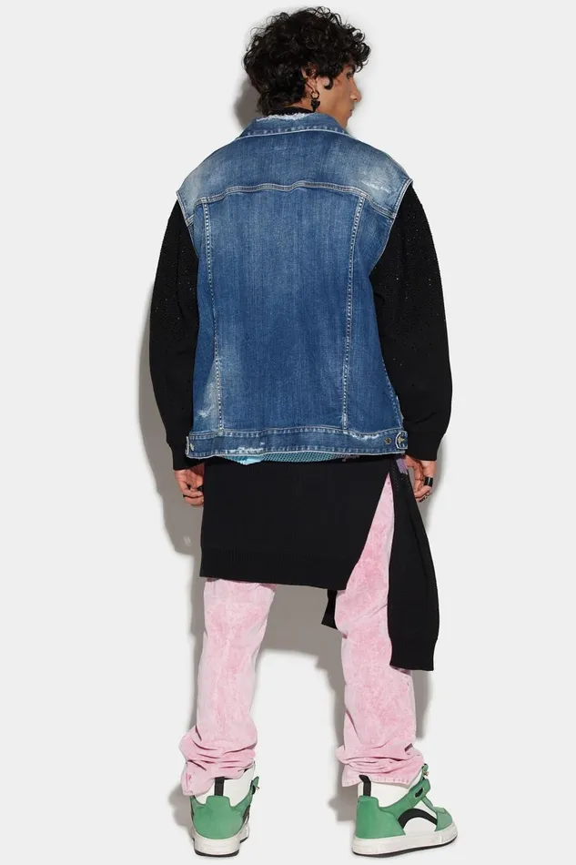 Dsquared2 Dsquared2 Medium Slash Wash Puffer Vest BLUE Men Coats and Outerwear Dsquared2 Dsquared2 Medium Slash Wash Puffer Vest BLUE Men Coats and Outerwear