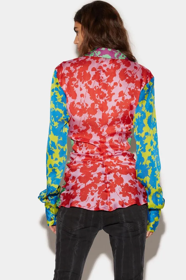 Dsquared2 Gathered Shirt RED Women Shirts Dsquared2 Gathered Shirt RED Women Shirts