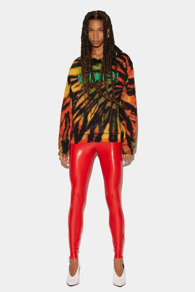 Dsquared2 Glossy Leggings RED Women Trousers
