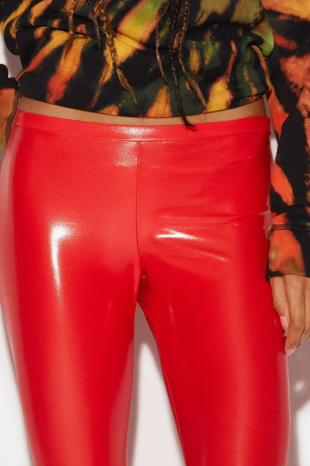 Dsquared2 Glossy Leggings RED Women Trousers Dsquared2 Glossy Leggings RED Women Trousers