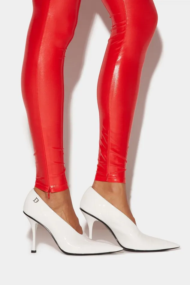 Dsquared2 Glossy Leggings RED Women Trousers Dsquared2 Glossy Leggings RED Women Trousers