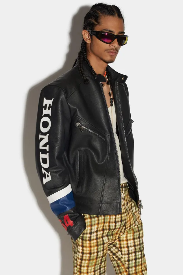 Dsquared2 Honda Leather Classic Jean Jacket BLACK Men Coats and Outerwear