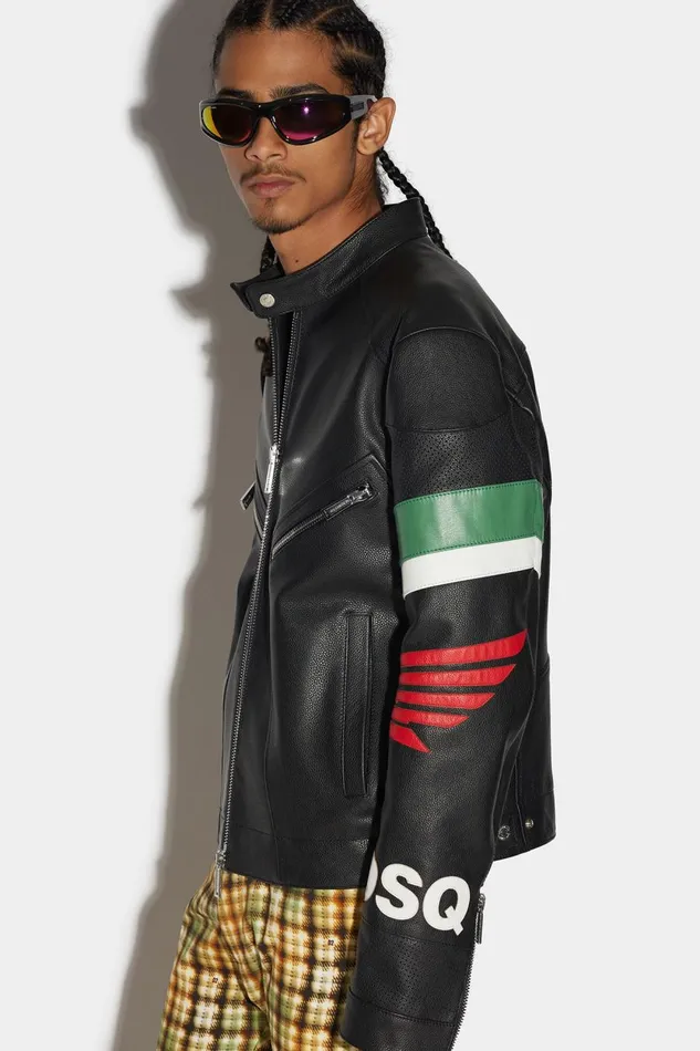 Dsquared2 Honda Leather Classic Jean Jacket BLACK Men Coats and Outerwear Dsquared2 Honda Leather Classic Jean Jacket BLACK Men Coats and Outerwear