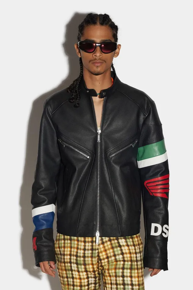 Dsquared2 Honda Leather Classic Jean Jacket BLACK Men Coats and Outerwear Dsquared2 Honda Leather Classic Jean Jacket BLACK Men Coats and Outerwear