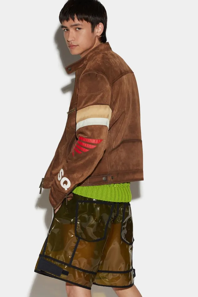 Dsquared2 Honda Leather Classic Jean Jacket RED Men Coats and Outerwear Dsquared2 Honda Leather Classic Jean Jacket RED Men Coats and Outerwear