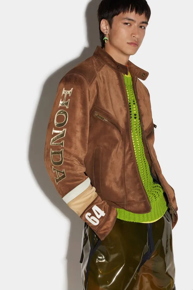 Dsquared2 Honda Leather Classic Jean Jacket RED Men Coats and Outerwear Dsquared2 Honda Leather Classic Jean Jacket RED Men Coats and Outerwear