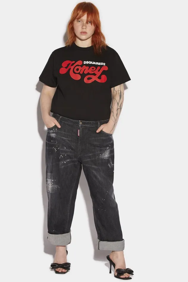 Dsquared2 Honey Black Wash Curvy Baggy Jeans BLACK Women Jeans