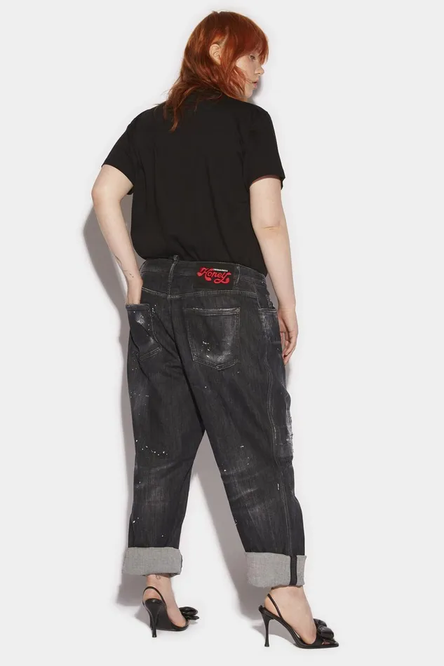 Dsquared2 Honey Black Wash Curvy Baggy Jeans BLACK Women Jeans Dsquared2 Honey Black Wash Curvy Baggy Jeans BLACK Women Jeans