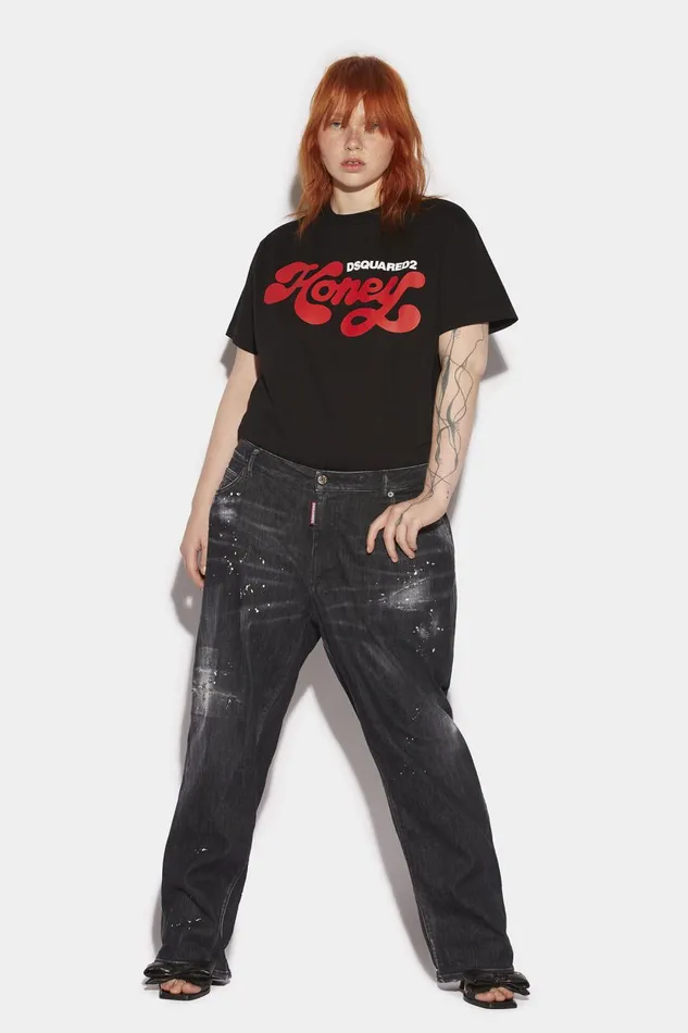 Dsquared2 Honey Black Wash Curvy Baggy Jeans BLACK Women Jeans Dsquared2 Honey Black Wash Curvy Baggy Jeans BLACK Women Jeans
