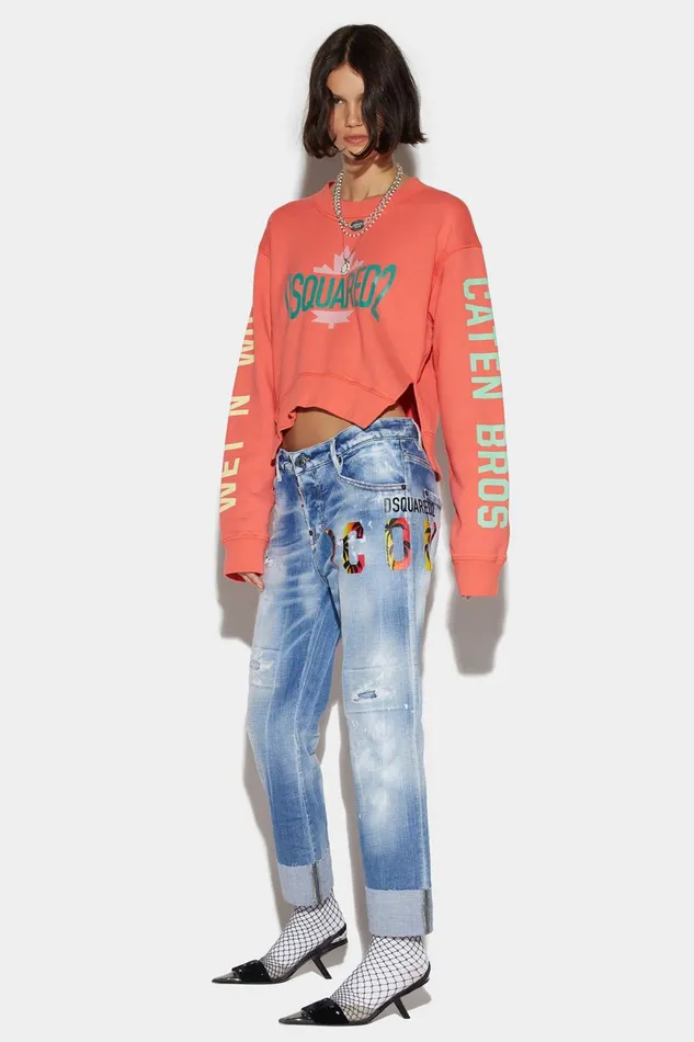Dsquared2 Icon Light Wash Cool Girl Cropped Jeans BLUE Women Jeans
