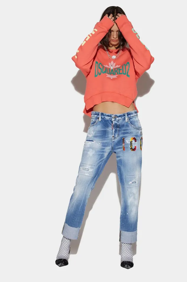 Dsquared2 Icon Light Wash Cool Girl Cropped Jeans BLUE Women Jeans Dsquared2 Icon Light Wash Cool Girl Cropped Jeans BLUE Women Jeans