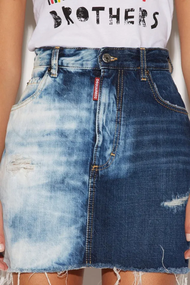 Dsquared2 Medium Night and Day Wash Denim Mini Skirt BLUE Women Skirts Dsquared2 Medium Night and Day Wash Denim Mini Skirt BLUE Women Skirts