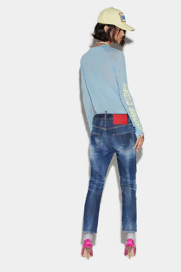 Dsquared2 Medium Powder Spots Wash Cool Girl Cropped Jeans BLUE Women Jeans Dsquared2 Medium Powder Spots Wash Cool Girl Cropped Jeans BLUE Women Jeans