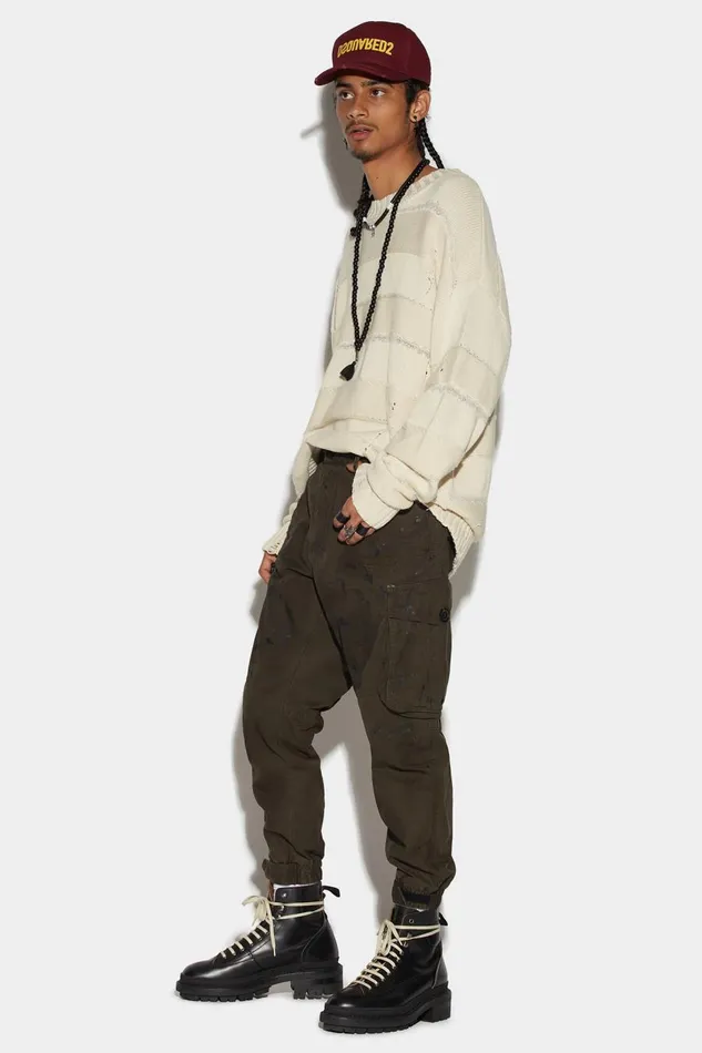 Dsquared2 Splatter Cyprus Cargo Pants MILITARY Men Trousers