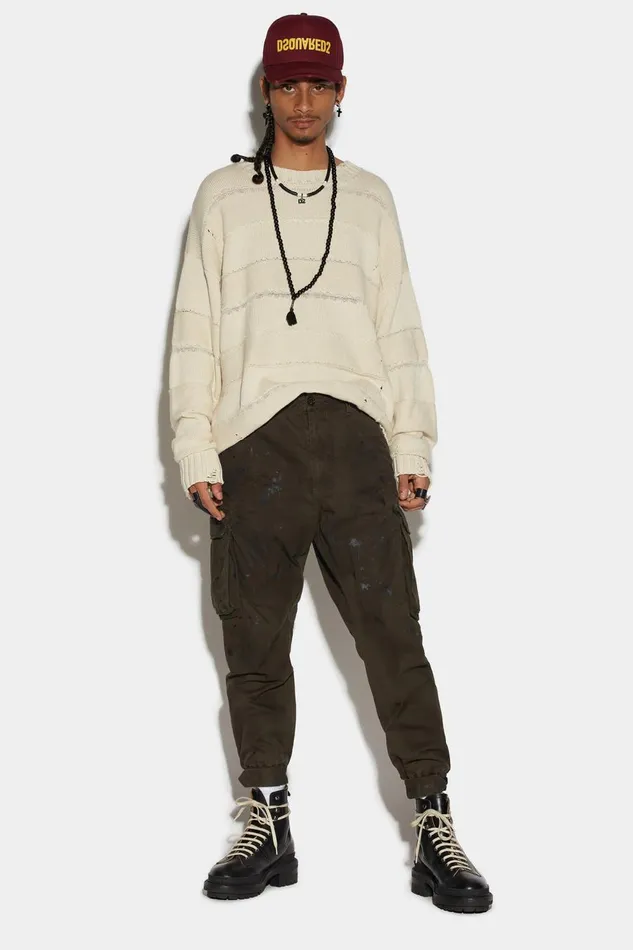 Dsquared2 Splatter Cyprus Cargo Pants MILITARY Men Trousers Dsquared2 Splatter Cyprus Cargo Pants MILITARY Men Trousers