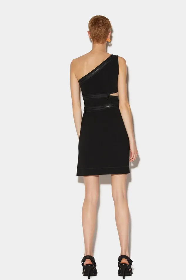 Dsquared2 Zipdetail Mini Dress BLACK Women Dresses and Jumpsuits Dsquared2 Zipdetail Mini Dress BLACK Women Dresses and Jumpsuits