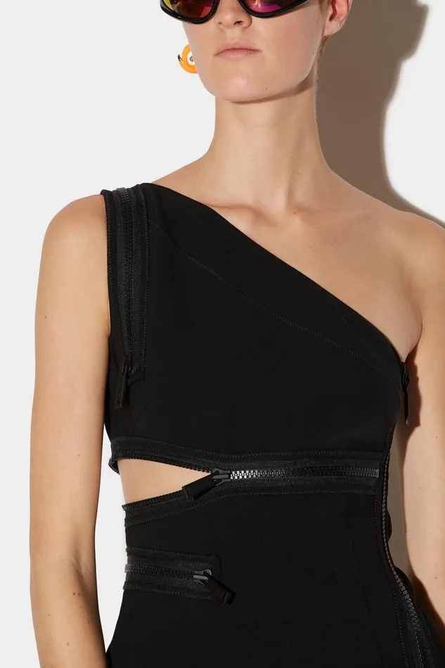 Dsquared2 Zipdetail Mini Dress BLACK Women Dresses and Jumpsuits Dsquared2 Zipdetail Mini Dress BLACK Women Dresses and Jumpsuits