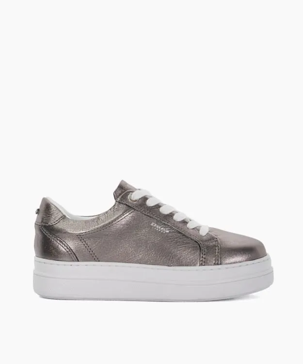 Eastern Pewter Branded Chunky Cup Sole Trainers Dune London Metallic Women Dune London Flat Shoes Eastern Pewter Branded Chunky Cup Sole Trainers Dune London Metallic Women Dune London Flat Shoes