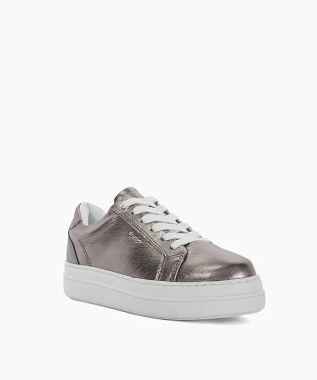 Eastern Pewter Branded Chunky Cup Sole Trainers Dune London Metallic Women Dune London Flat Shoes Eastern Pewter Branded Chunky Cup Sole Trainers Dune London Metallic Women Dune London Flat Shoes