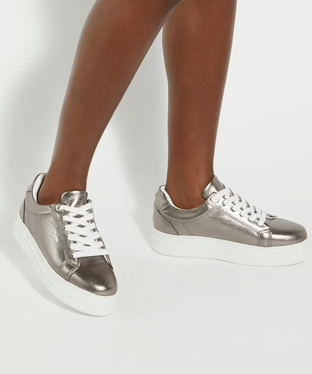 Eastern Pewter Branded Chunky Cup Sole Trainers Dune London Metallic Women Dune London Flat Shoes Eastern Pewter Branded Chunky Cup Sole Trainers Dune London Metallic Women Dune London Flat Shoes