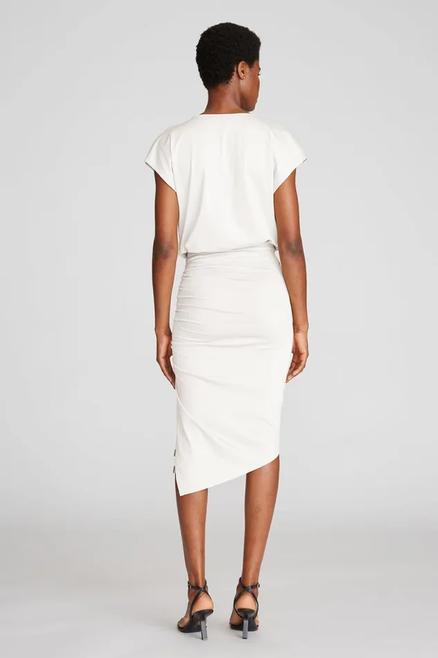Elisa Skirt In Luxe Jersey Chalk Women Halston Bottoms