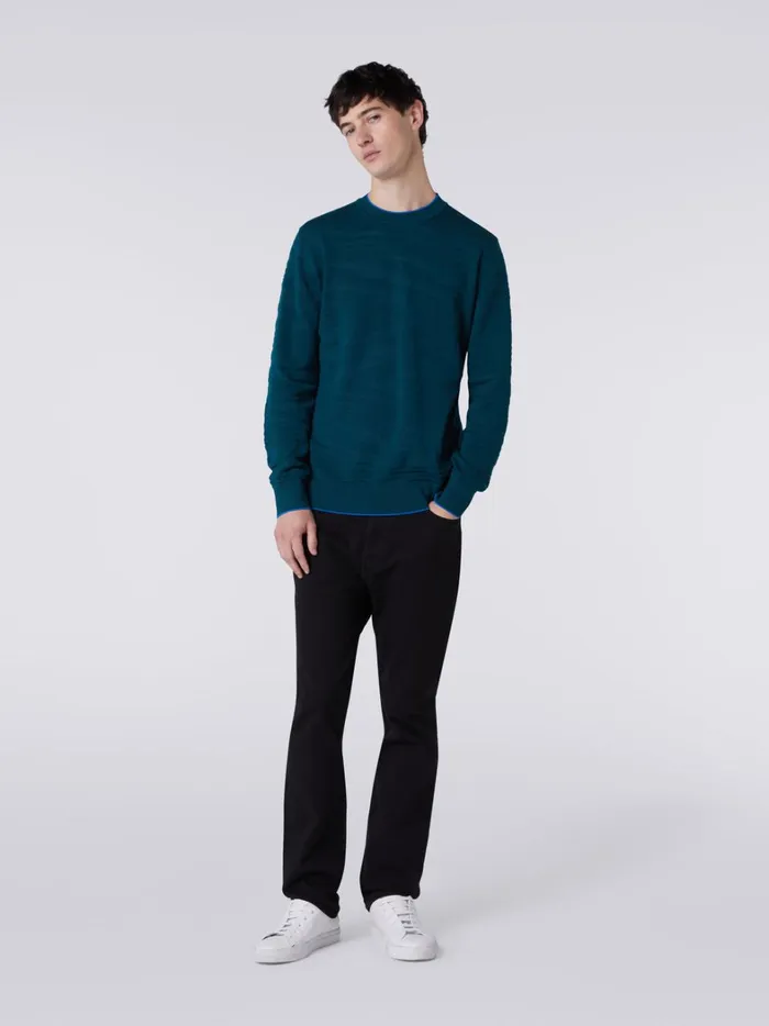 Embossed Wool And Viscose CrewNeck Pullover Green Men Missoni Knitwear Embossed Wool And Viscose CrewNeck Pullover Green Men Missoni Knitwear