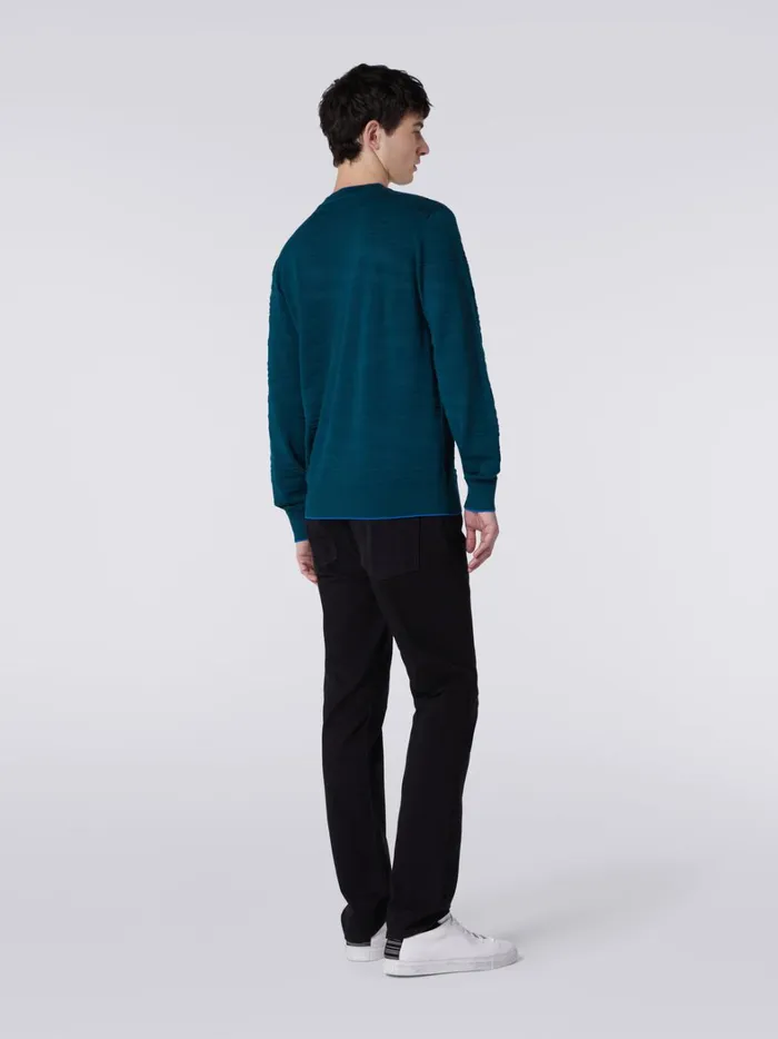 Embossed Wool And Viscose CrewNeck Pullover Green Men Missoni Knitwear Embossed Wool And Viscose CrewNeck Pullover Green Men Missoni Knitwear