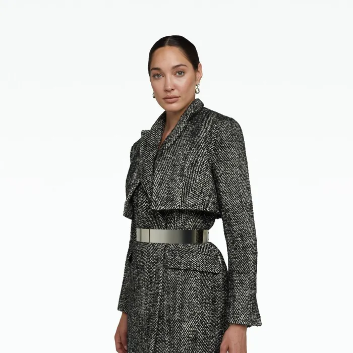 Ennis Black Wool Coat Women Safiyaa Jackets and Coats