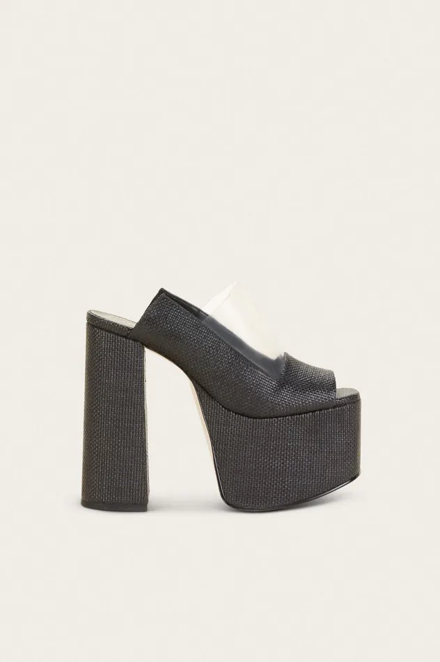 Evening Women Cult Gaia ZIGGY PLATFORM 8211 BLACK RAFFIA