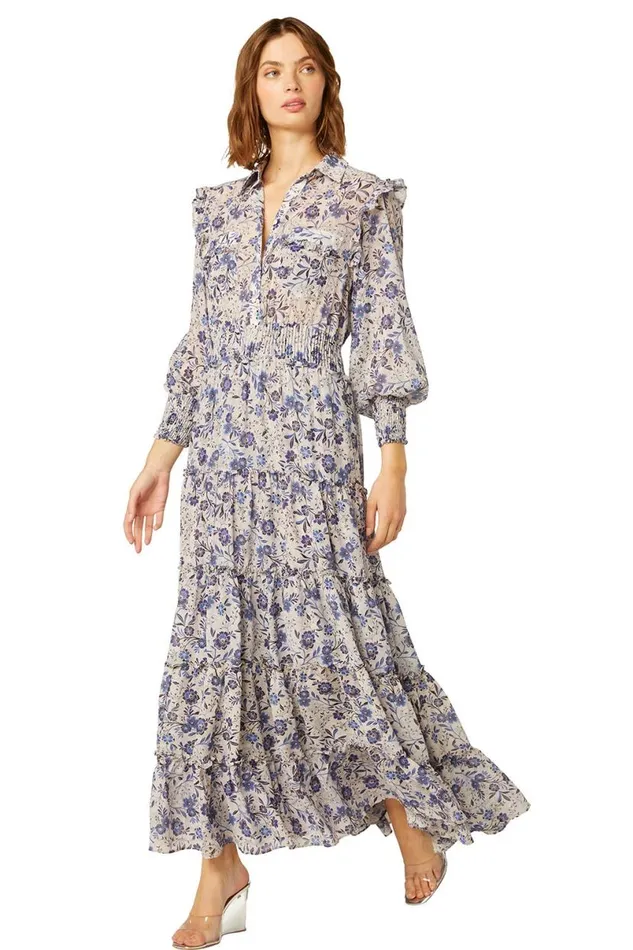Exclusives Women MISA Los Angeles AYDENIZ DRESS Cerulean Floral
