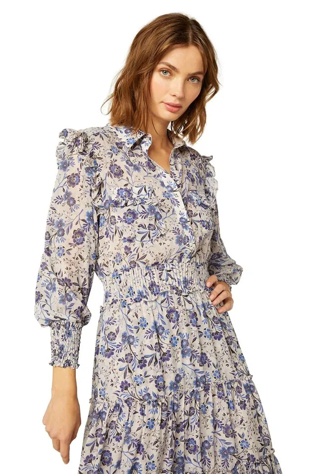 Exclusives Women MISA Los Angeles AYDENIZ DRESS Cerulean Floral