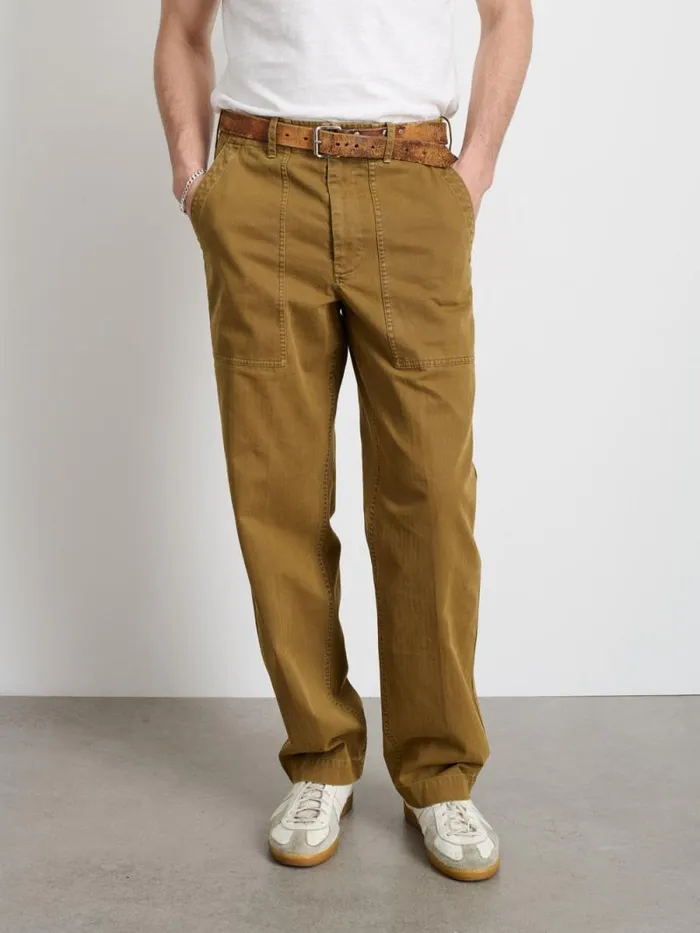 Field Pant In Herringbone Dark Khaki Men Alex Mill Pants