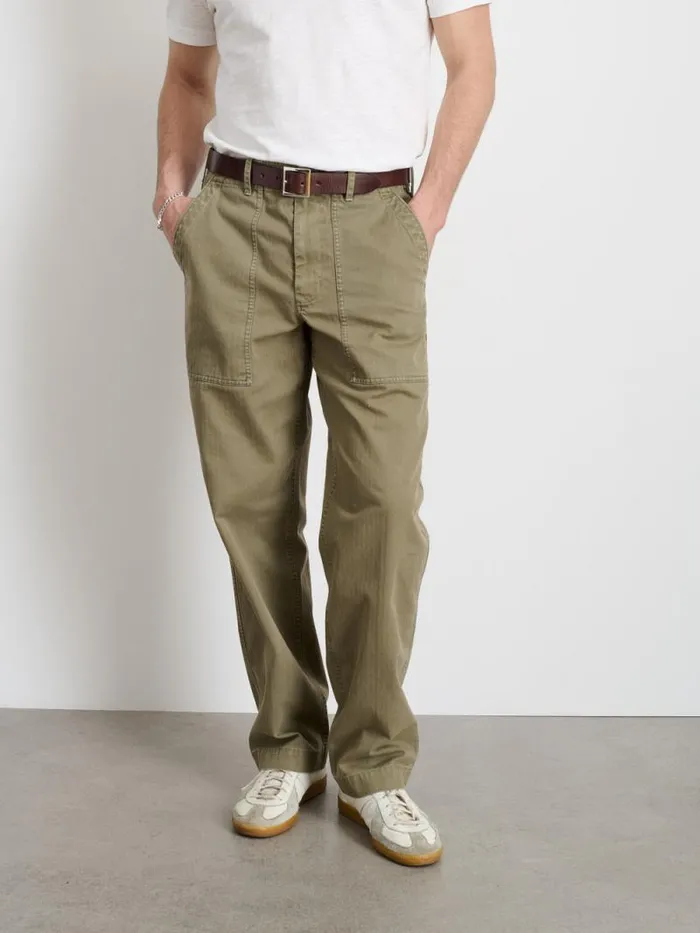 Field Pant In Herringbone Vintage Olive Men Alex Mill Pants