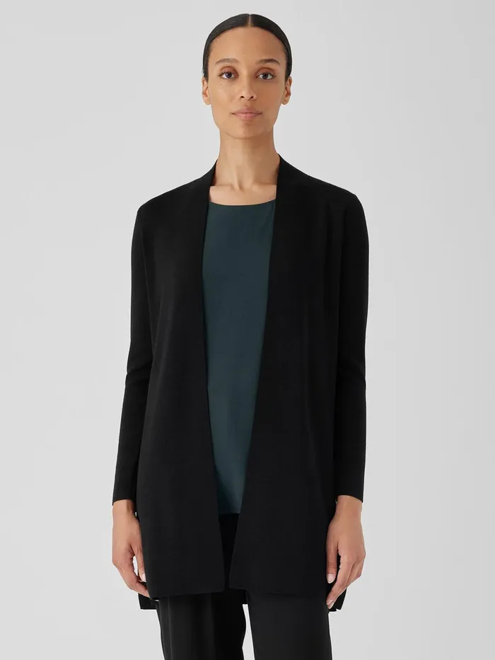 Fine MerinoCardigan In Regenerative Wool Black Women Eileen Fisher Sweaters and Cardigans