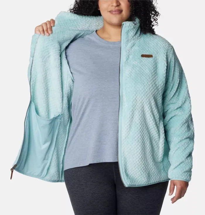 Fire Side II Sherpa Full Zip Fleece 8211 Plus Size Aqua Haze Womens Columbia Sportswear Jackets and Vests