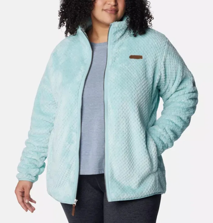 Fire Side II Sherpa Full Zip Fleece 8211 Plus Size Aqua Haze Womens Columbia Sportswear Jackets and Vests