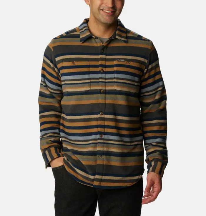 Flare Gun Fleece Over Shirt Shark Surfcrest Stripe Print Mens Columbia Sportswear Pullovers and Tops Flare Gun Fleece Over Shirt Shark Surfcrest Stripe Print Mens Columbia Sportswear Pullovers and Tops