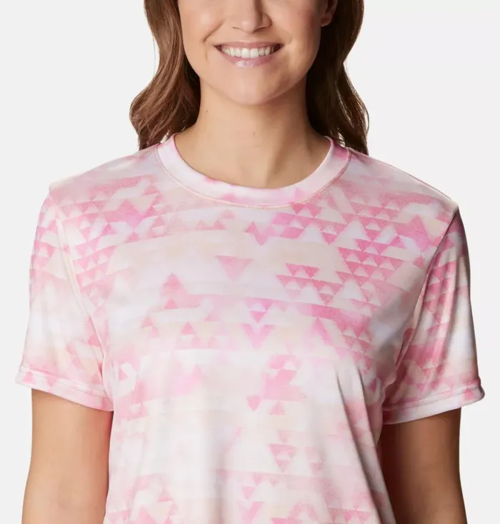 Fork Stream TShirt Peach Blossom Distant Peaks Womens Columbia Sportswear Short Sleeve Fork Stream TShirt Peach Blossom Distant Peaks Womens Columbia Sportswear Short Sleeve
