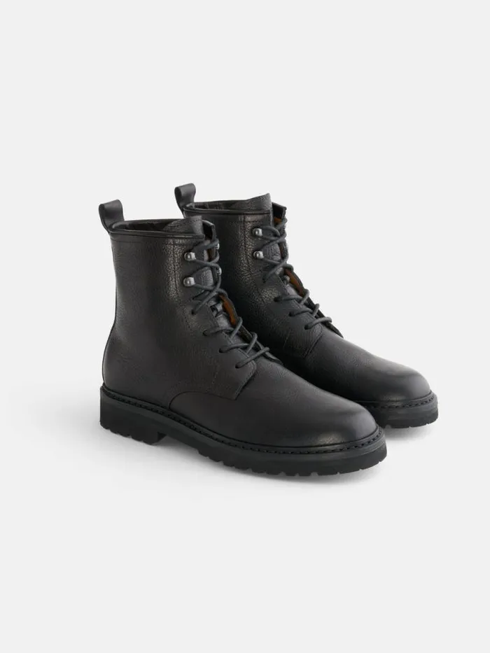 Fracap X Alex Mill Arlen Boots In Leather Black Leather Men Alex Mill Accessories