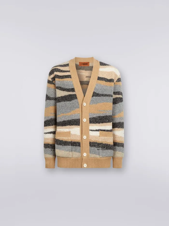 FurEffect Wool Cardigan White Men Missoni Knitwear