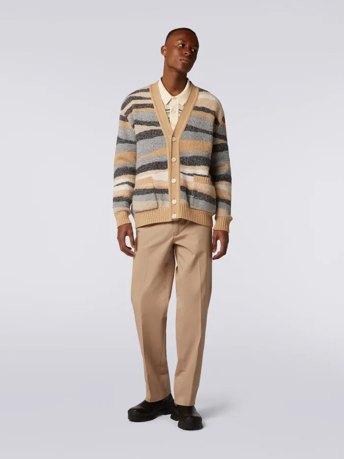 FurEffect Wool Cardigan White Men Missoni Knitwear FurEffect Wool Cardigan White Men Missoni Knitwear