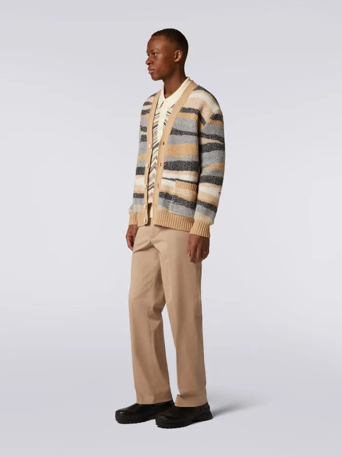 FurEffect Wool Cardigan White Men Missoni Knitwear FurEffect Wool Cardigan White Men Missoni Knitwear