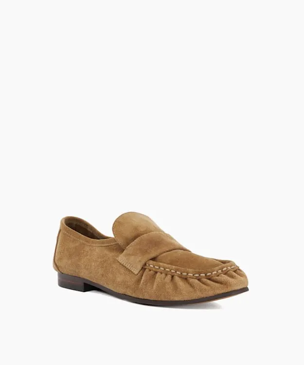 Gemi Taupe Gathered Detail Loafers Dune London Neutral Women Dune London Flat Shoes