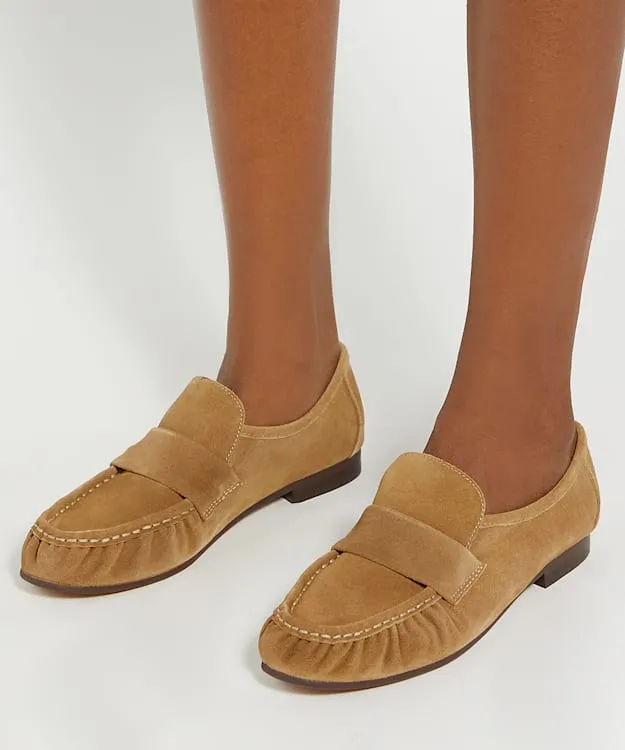 Gemi Taupe Gathered Detail Loafers Dune London Neutral Women Dune London Flat Shoes