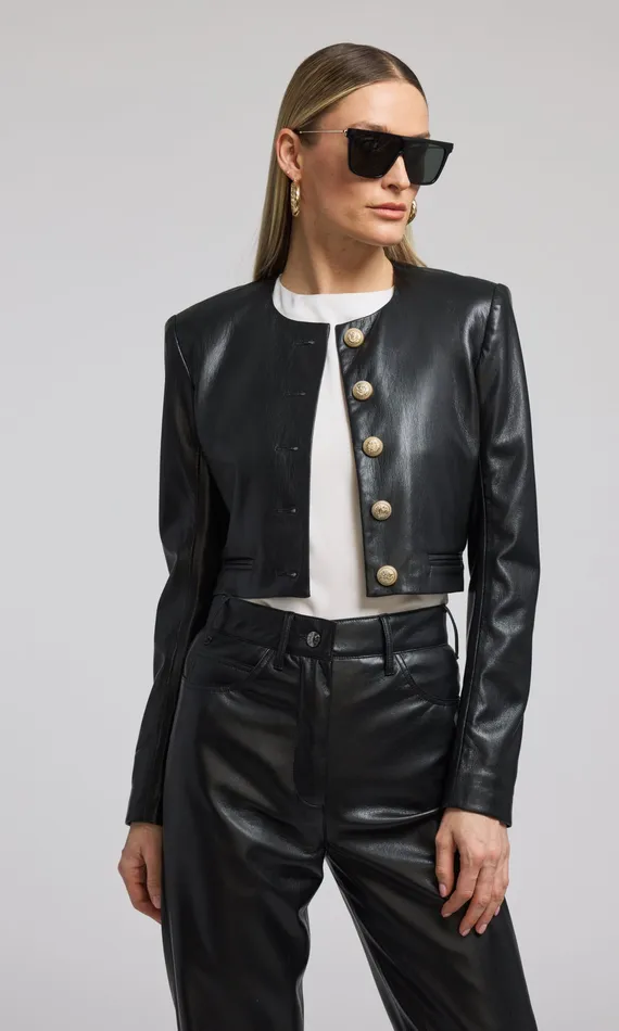 Generation Love Clothing Blazers and Jackets Women Marko Vegan Leather Blazer Black