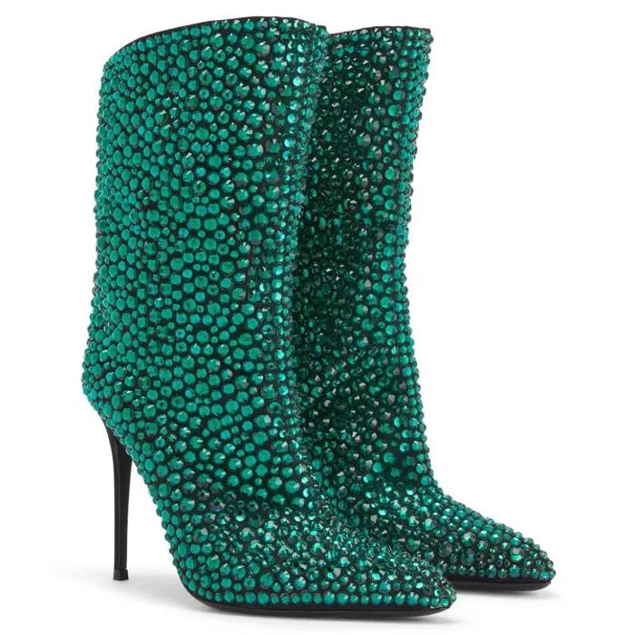 Giuseppe Zanotti Boots Merissa Sparkle Green 8211 Women Giuseppe Zanotti Boots Merissa Sparkle Green 8211 Women
