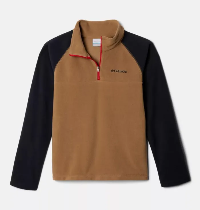 Glacial Fleece Quarter Zip Pullover Delta Black Kids Columbia Sportswear Fleece