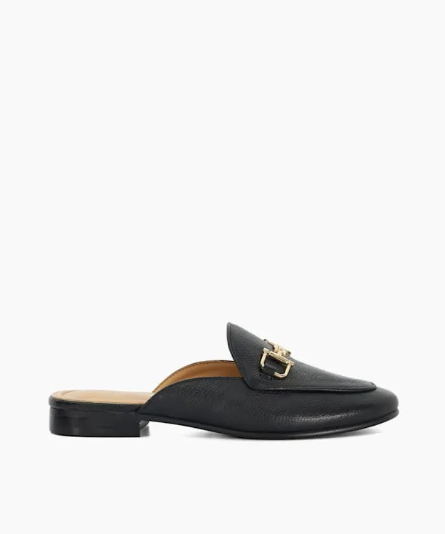 Glairing Black Branded Snaffle Trim Backless Loafers Dune London Black Women Dune London Flat Shoes Glairing Black Branded Snaffle Trim Backless Loafers Dune London Black Women Dune London Flat Shoes